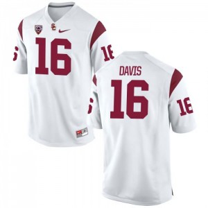 #16 Dominic Davis Trojans Men's Football Jerseys White