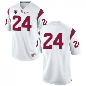 #24 Isaiah Langley Trojans Men's No Name Stitched Jersey White
