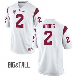 #2 Robert Woods Trojans Men's Big & Tall Stitch Jersey White