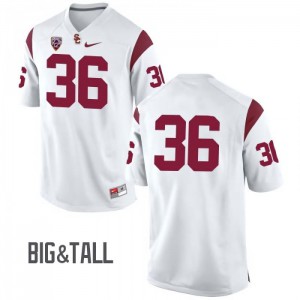 #36 Chris Tilbey USC Men's No Name Big & Tall Stitched Jerseys White