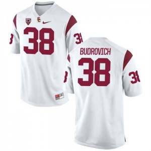 #38 Reid Budrovich Trojans Men's Stitched Jerseys White