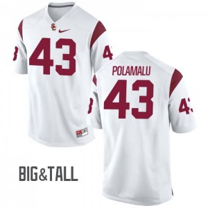 #43 Troy Polamalu Trojans Men's Big & Tall University Jersey White