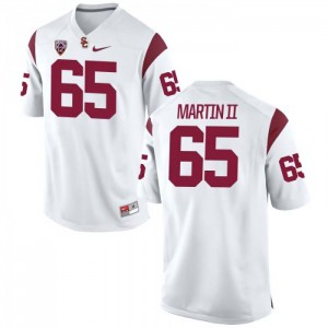 #65 Frank Martin II Trojans Men's Stitch Jersey White