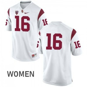 #16 Holden Thomas Trojans Women's No Name Football Jerseys White