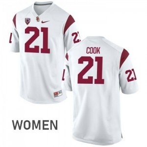 #21 Jamel Cook Trojans Women's Stitched Jersey White