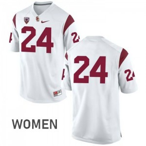 #24 Isaiah Langley Trojans Women's No Name Stitched Jerseys White
