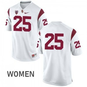 #25 Ronald Jones II USC Women's No Name Stitched Jersey White