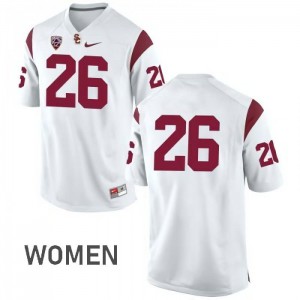 #26 James Toland IV Trojans Women's No Name Football Jersey White