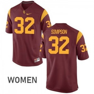 #32 O.J. Simpson Trojans Women's No Name Player Jerseys White