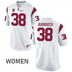 #38 Reid Budrovich Trojans Women's Official Jerseys White