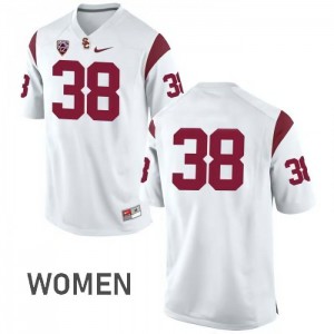 #38 Reid Budrovich Trojans Women's No Name Football Jerseys White