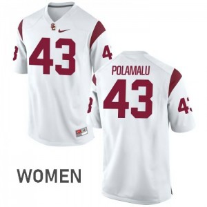 #43 Troy Polamalu USC Trojans Women's Player Jerseys White