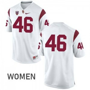 #46 Wyatt Schmidt Trojans Women's No Name Football Jerseys White