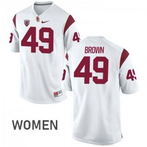#49 Michael Brown Trojans Women's Football Jersey White