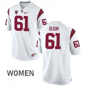 #61 Jake Olson USC Women's NCAA Jerseys White
