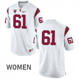 #61 Jake Olson USC Women's No Name Football Jersey White