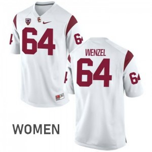 #64 Richie Wenzel Trojans Women's College Jerseys White