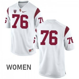 #76 Clayton Johnston USC Trojans Women's No Name Stitch Jerseys White