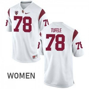 #78 Jay Tufele USC Trojans Women's College Jersey White