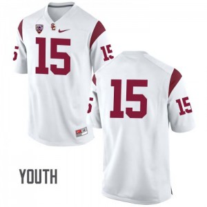 #15 Thomas Fitts Trojans Youth No Name NCAA Jersey White
