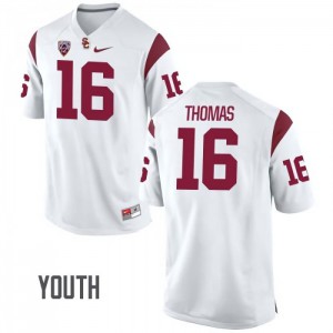 #16 Holden Thomas Trojans Youth High School Jersey White