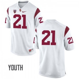 #21 Jamel Cook Trojans Youth No Name Official Jerseys White