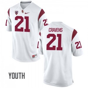 #21 Su'a Cravens Trojans Youth Embroidery Jersey White