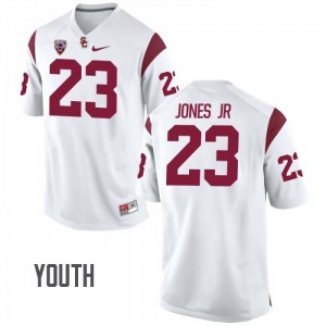 #23 Velus Jones Jr Trojans Youth Stitched Jerseys White