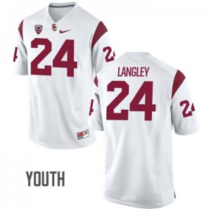 #24 Isaiah Langley Trojans Youth Football Jersey White