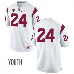 #24 Isaiah Langley Trojans Youth No Name Official Jersey White