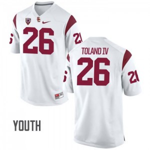 #26 James Toland IV USC Trojans Youth Stitched Jersey White