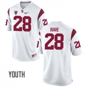 #28 Aca'Cedric Ware USC Trojans Youth Embroidery Jerseys White