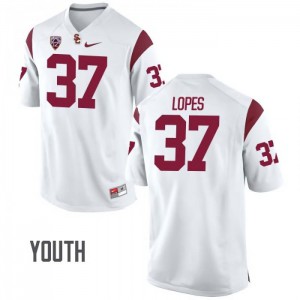 #37 Matt Lopes Trojans Youth University Jersey White