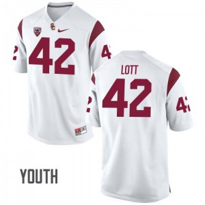 #42 Ronnie Lott Trojans Youth NCAA Jersey White