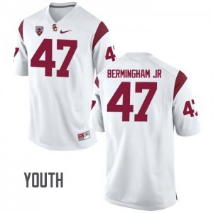 #47 James Bermingham Jr Trojans Youth Stitch Jerseys White