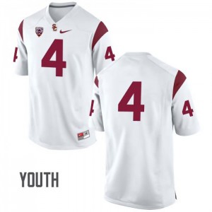 #4 Chris Hawkins Trojans Youth No Name Official Jersey White