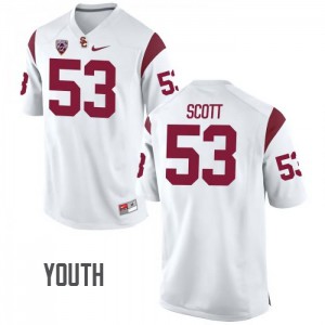 #53 Kevin Scott Trojans Youth College Jerseys White