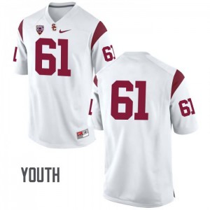#61 Jake Olson USC Trojans Youth No Name Official Jerseys White