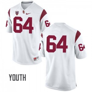 #64 Richie Wenzel Trojans Youth No Name Official Jerseys White