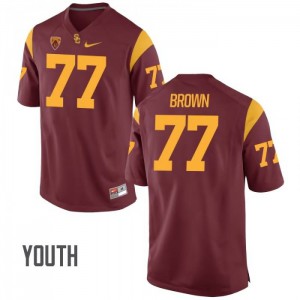#77 Chris Brown USC Youth Embroidery Jerseys Cardinal