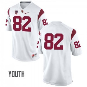 #82 Tyler Petite USC Youth No Name Embroidery Jerseys White