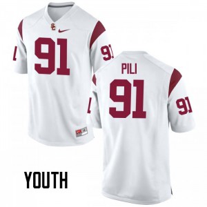 #91 Brandon Pili USC Trojans Youth University Jersey White